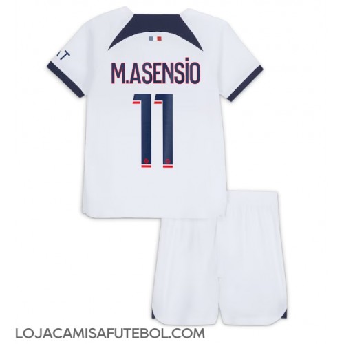Camisa de Futebol Paris Saint-Germain Marco Asensio #11 Equipamento Secundário Infantil 2023-24 Manga Curta (+ Calças curtas)